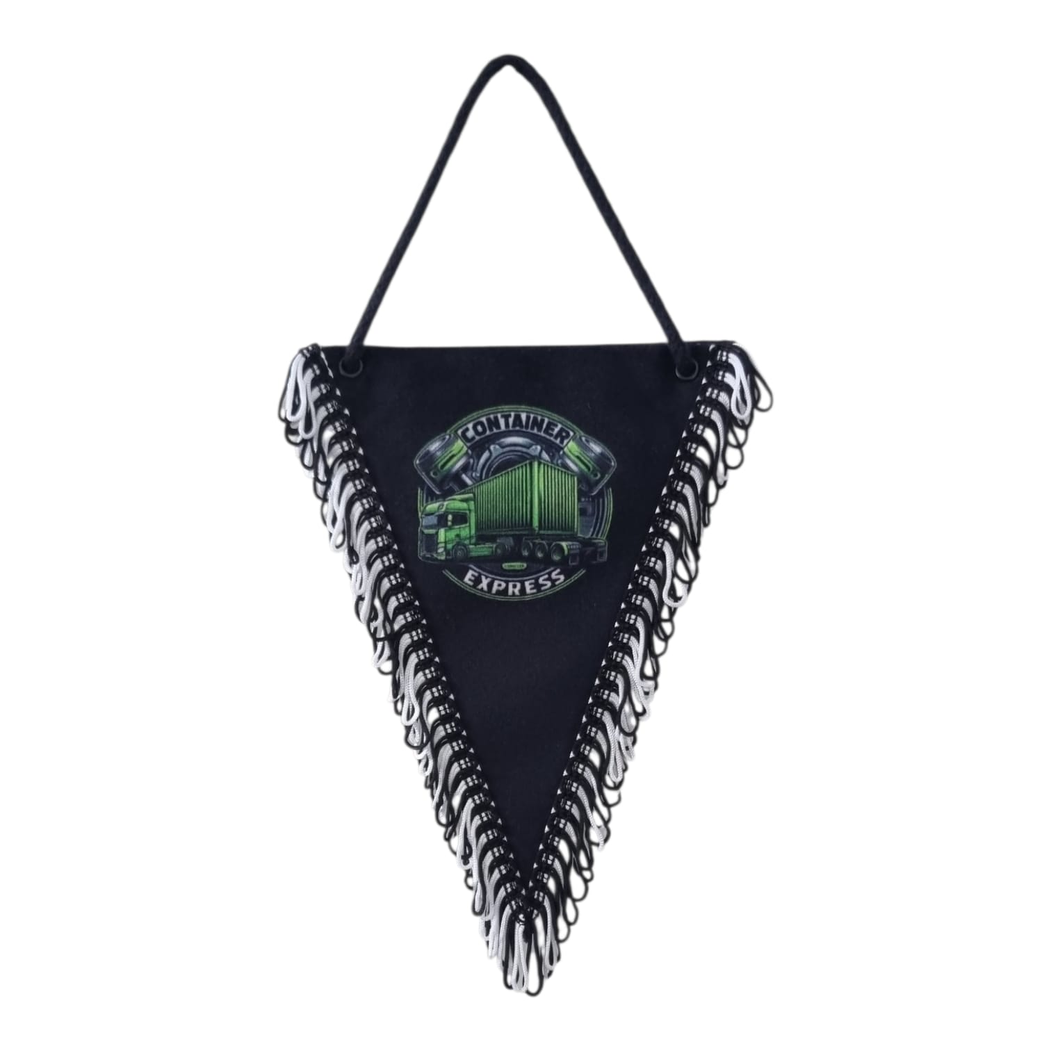 Plush pennant for a truck TIR with fringes